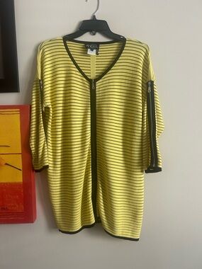 Angel Yellow and Black Striped Zipped Cardigan